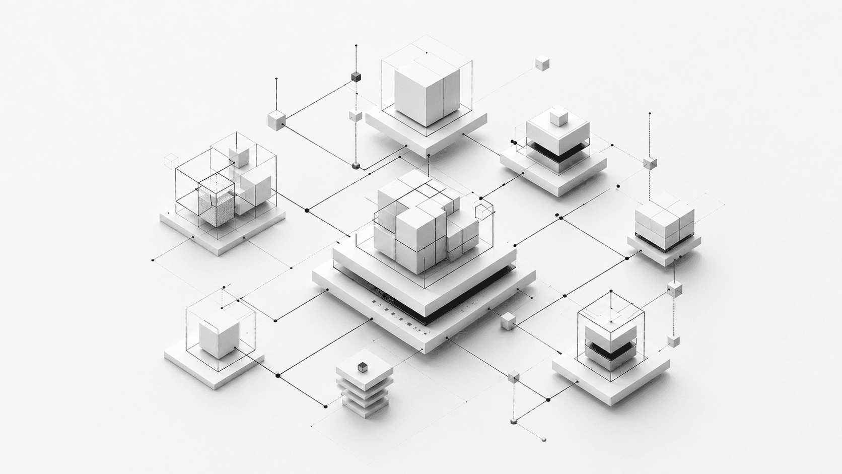 Architectural city skyline with technology themes